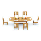 12 Seats 13 Pcs Grade-A Teak Wood Dining Set: 118" Double Extension Mas Oval Trestle Leg Table And 12 Caranas Armless Chairs #11Ca2700