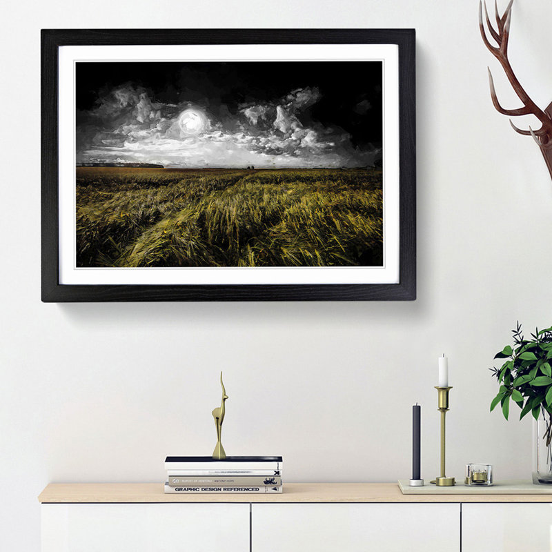 Full Moon over Germany - Picture Frame Graphic Art Print, Black Framed, 62cm H x 87cm W x 2cm D