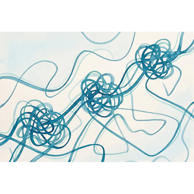 Papier peint abstrait bleu aquarelle amovible bleu sarcelle, Texturé non collé, 160 po x 108 po