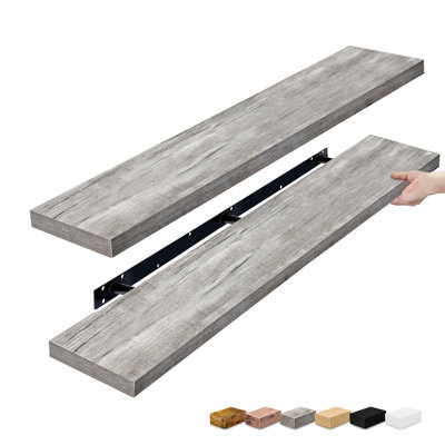 Sorbus Floating Shelves for Wall - 55 Inch Extra-Long Bathroom Shelves, Wall Decor for Bedroom, Kitchen, Living Room, Book Storage - Mounted Floating Shelf with Hidden Brackets (Grey, 2 Pack)