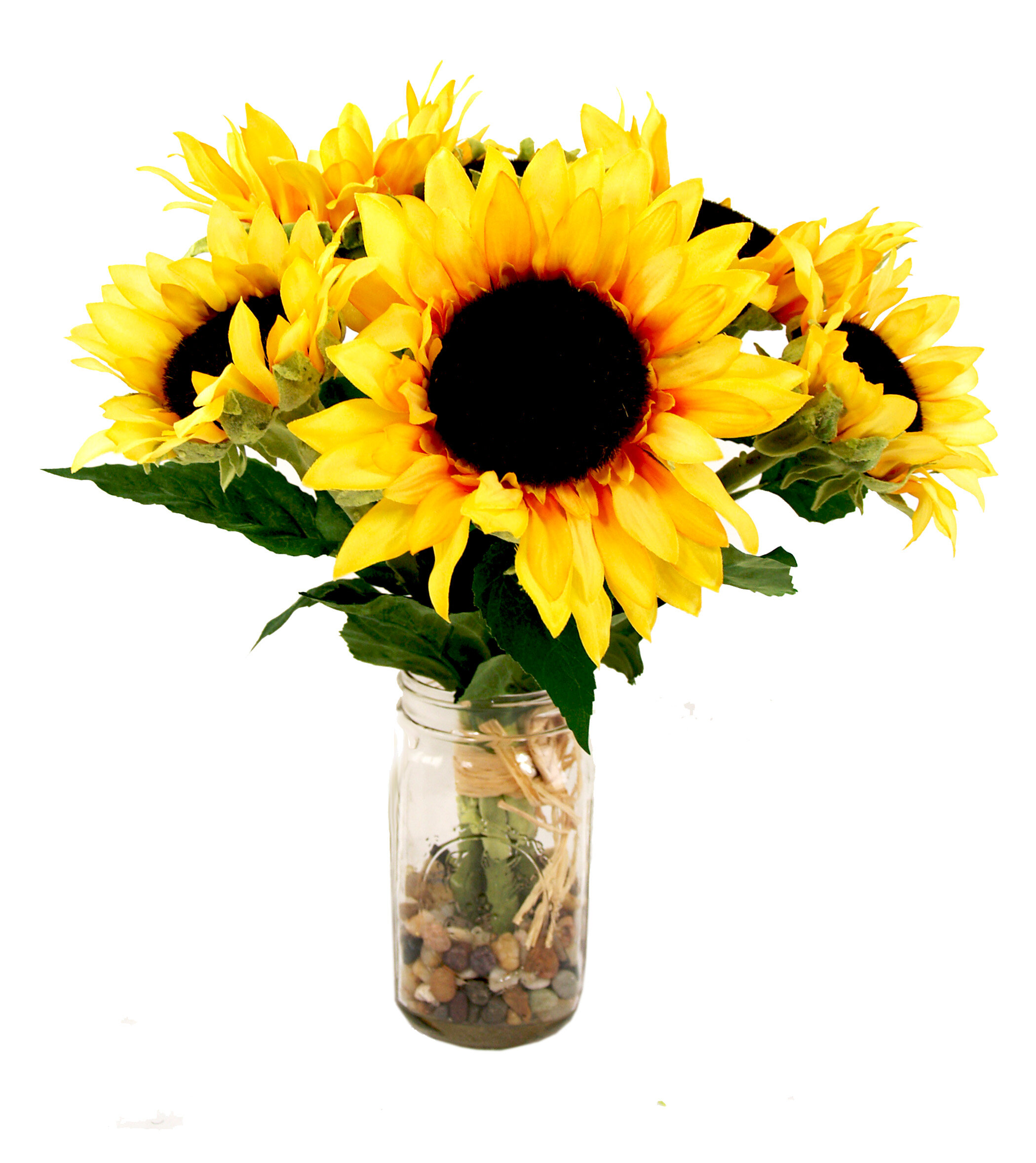 creative displays, inc. sunflower floral arrangement in mason jar