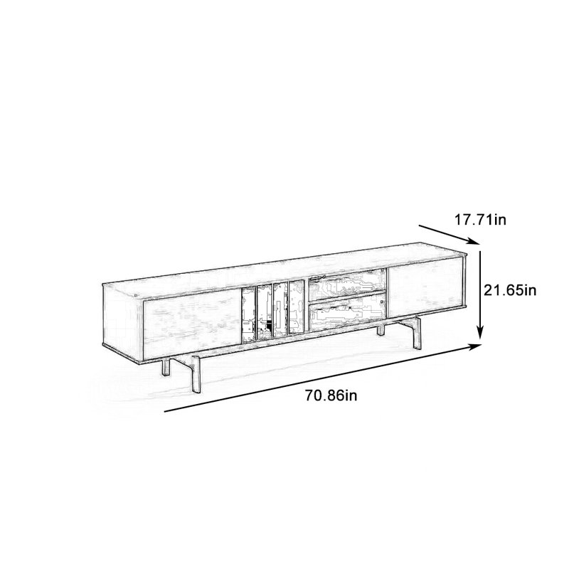 Open Storage TV Console w/ Pull-Out Drawers