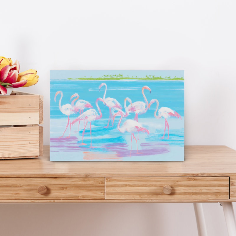 Flamants roses, impression d'art mural contemporain, 12" H x 18" W