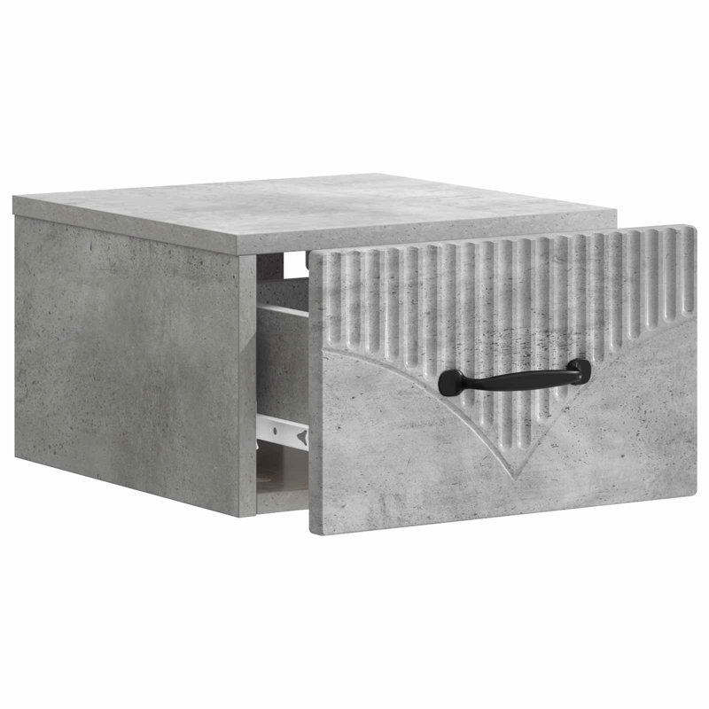 34.5cm W Manufactured Wood Bedside Table, Concrete Grey