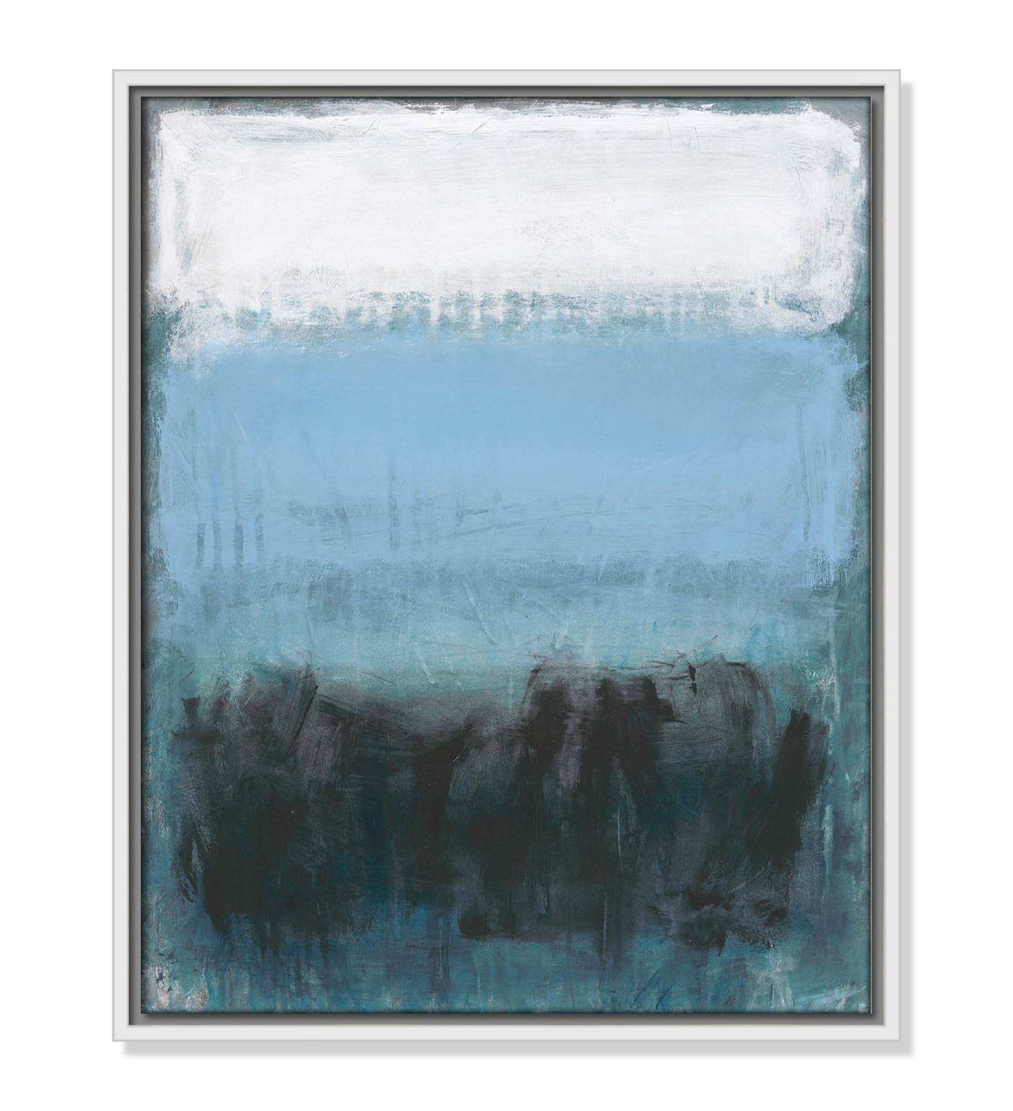 Arboles "Coastal Nightfall" Painting by Filippo Ioco, 21.5" H x 17.5" W x 2" D, White Framed Canvas, No Mat