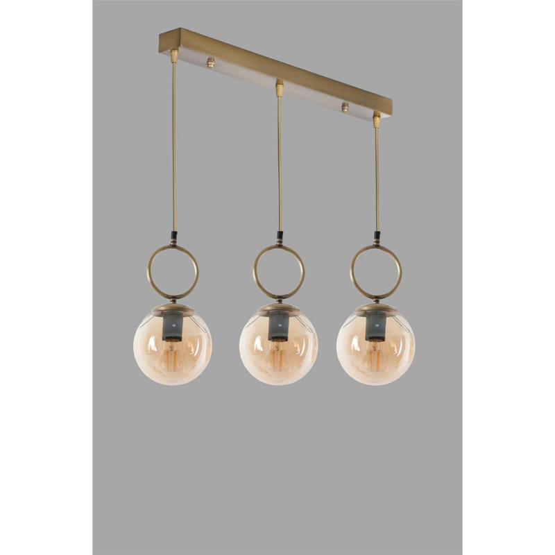 Danielburnham 3 - Light Kitchen Island Pendant, Copper, Amber