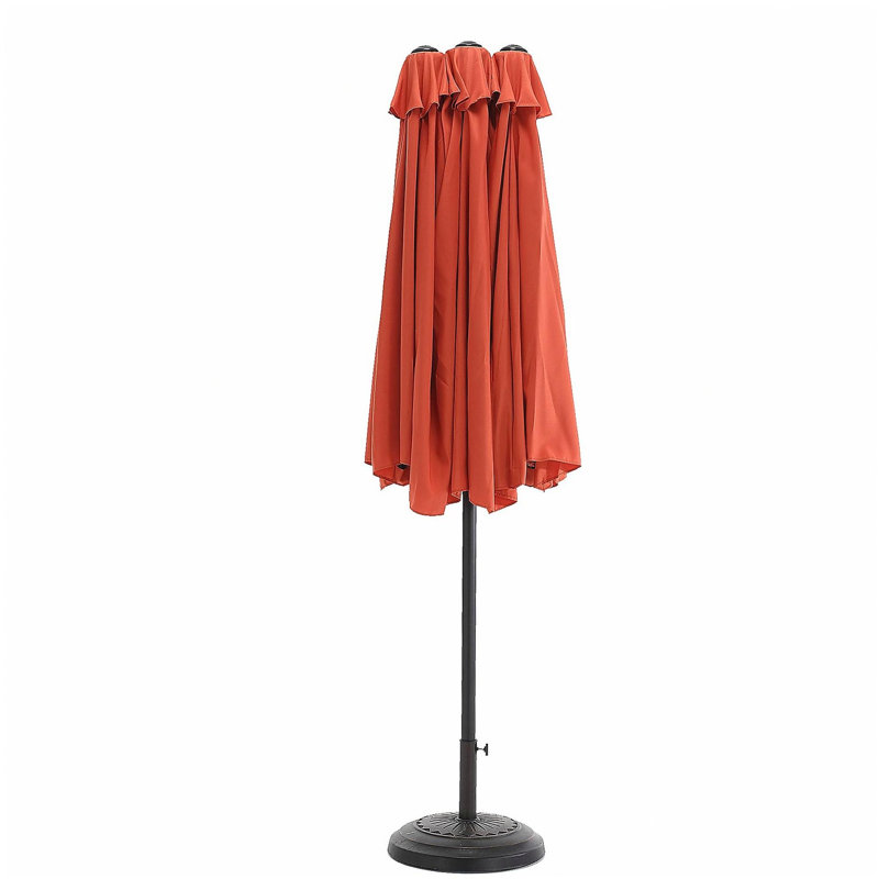 Grand parasol d'extérieur double face 14,8 pi avec manivelle (kaki) (sans base), Orange