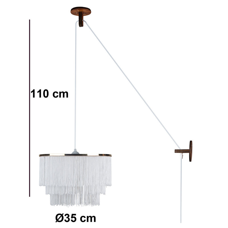 Luminaire suspendu en cristal à 1 lumière Gitschier, Blanc, Cuivre
