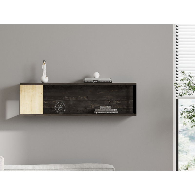 Tablette murale moderne, pin atlantique et anthracite, 39,4 po x 11,4 po x 7,9 po | 100% panneau de particules enduit de mélamine, épaisseur: 0,7 pouce | Conception élégante et fonctionnelle, fixation murale facile pour la décoration de la maison et du bureau
