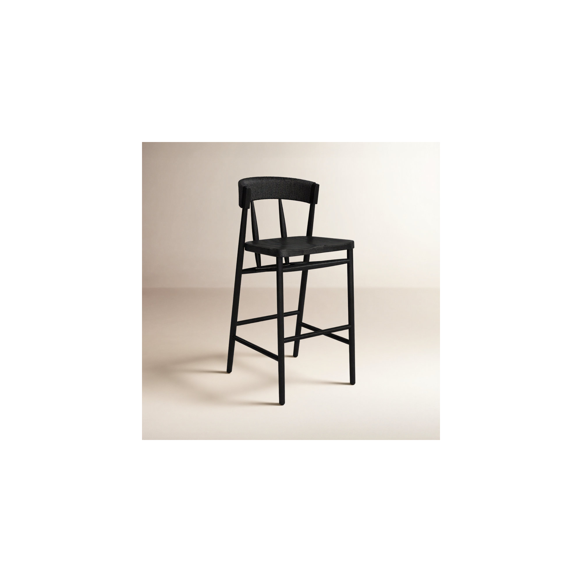 Siofra Solid Wood Stool, Bar Stool (30" Seat Height), Black