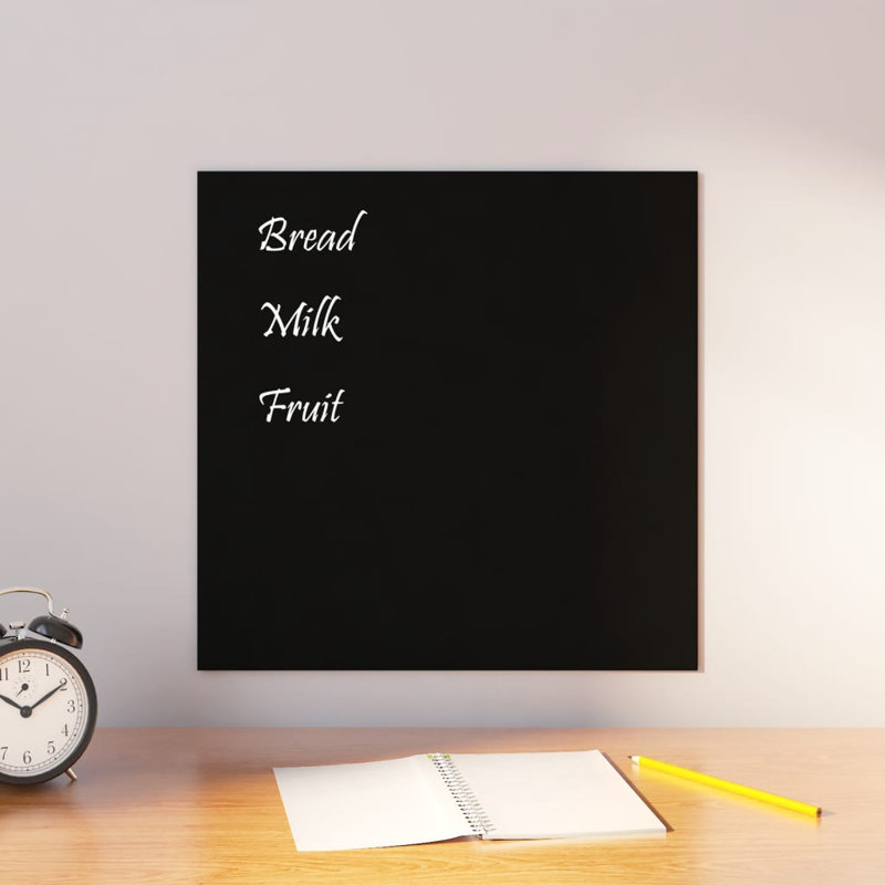 Magnetic Glass Dry Erase Board, Black, Square 40cm W x 40cm L