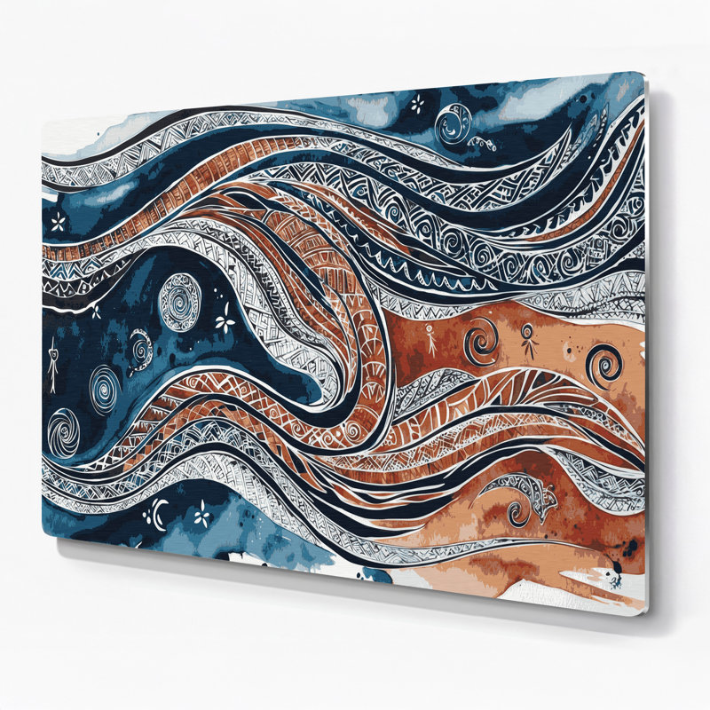 Art mural hawaïen avec motifs polynésiens gris, H 11 po x l 14 po