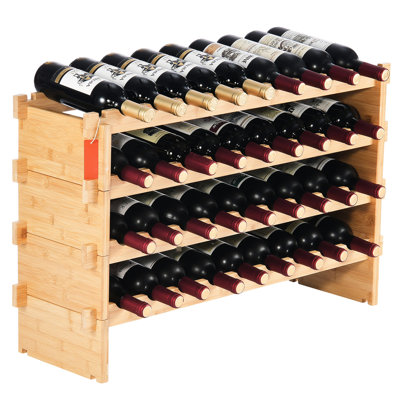 4 porte-bouteilles pour 36 bouteilles en bois et 36 porte-bouteilles empilables en bois, pour 90% de tailles de bouteilles