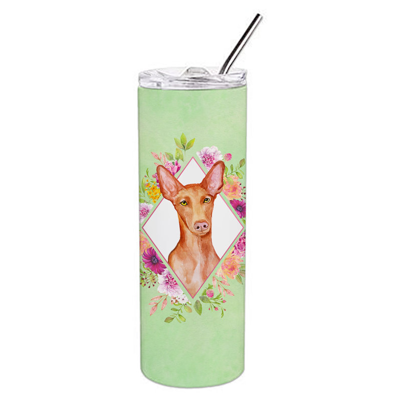 E23BF9F8391D466E9CA4F8DFEBD9A7DB de verre 20 oz à double paroi en acier inoxydable chiot, Chien du pharaon, Vert