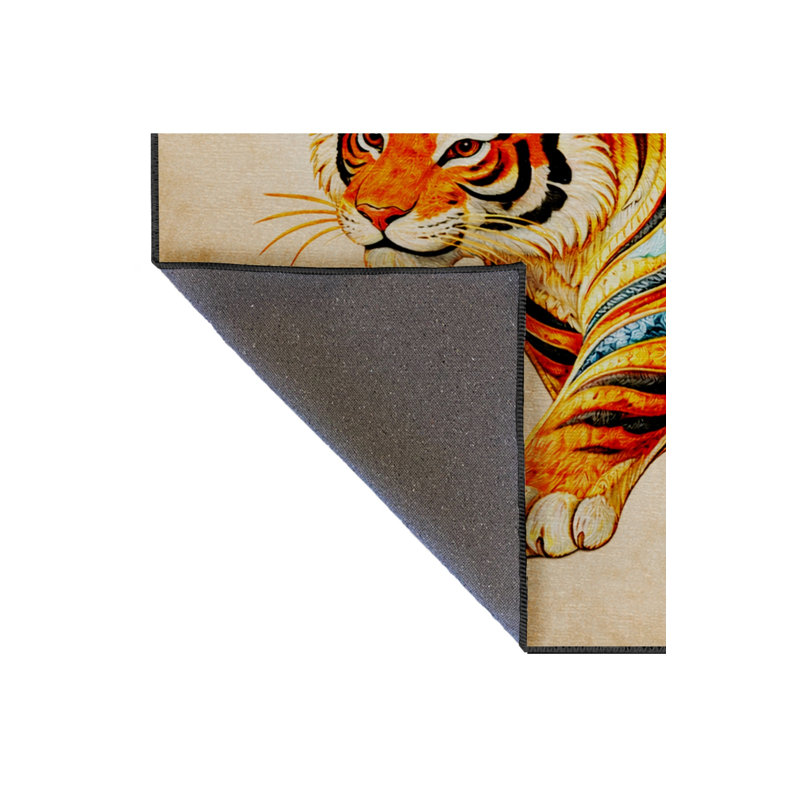 Tapis beige tissé à imprimé tigre Mosso, 3'3" x 4'11"