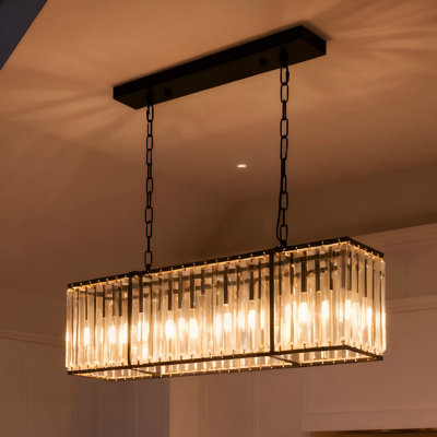 33-inch - Postmodern Luxury Minimalist Long Crystal Chandelier - Adjustable Length / E14 Base / Wall Control