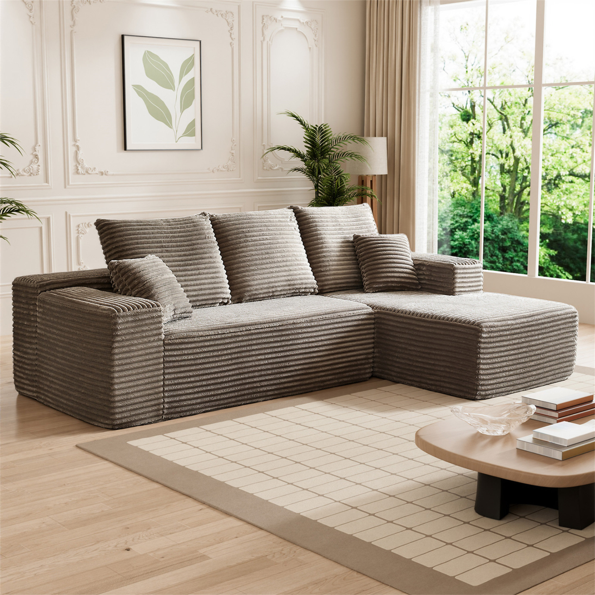 Wrought Studio™ 107-Inch Rabbit Hair Sofa | Wayfair