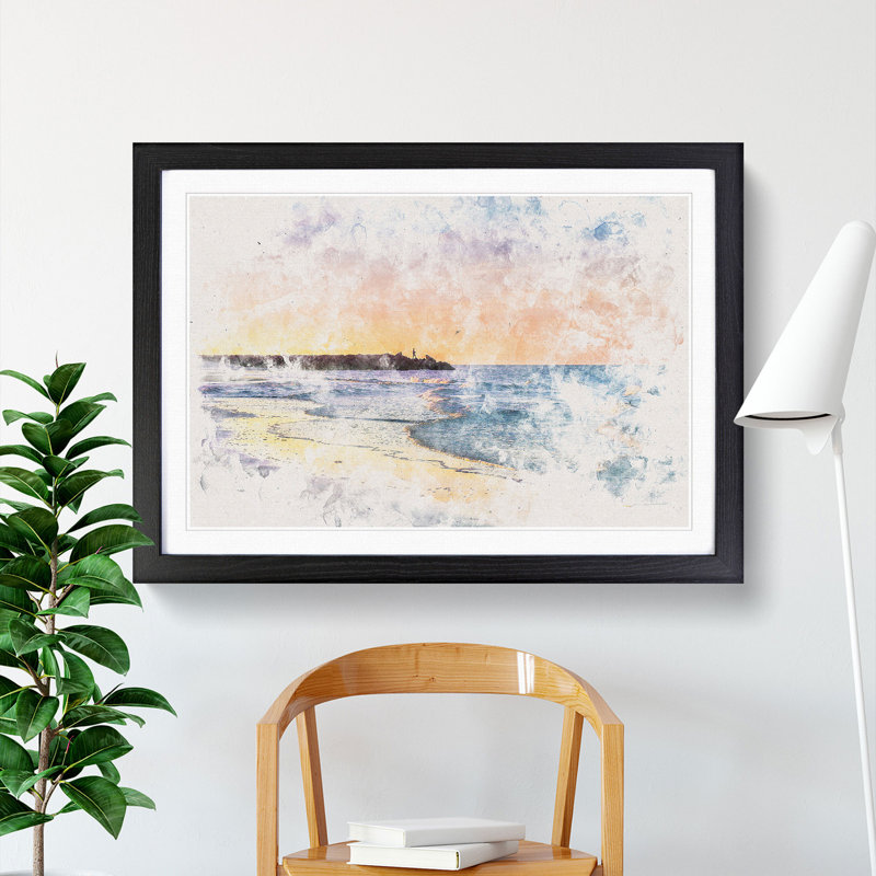 Fishing in Cape Cod - Picture Frame Painting Print, 62cm H x 87cm W x 2cm D, Black Framed