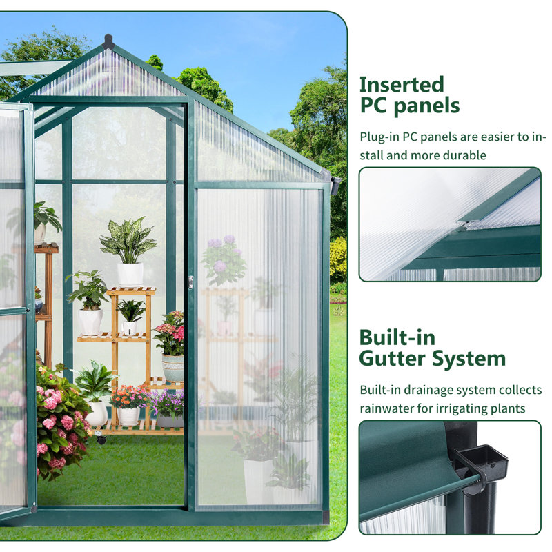 6 X 8 X 6.5 Ft Polycarbonate Walk-in Greenhouse