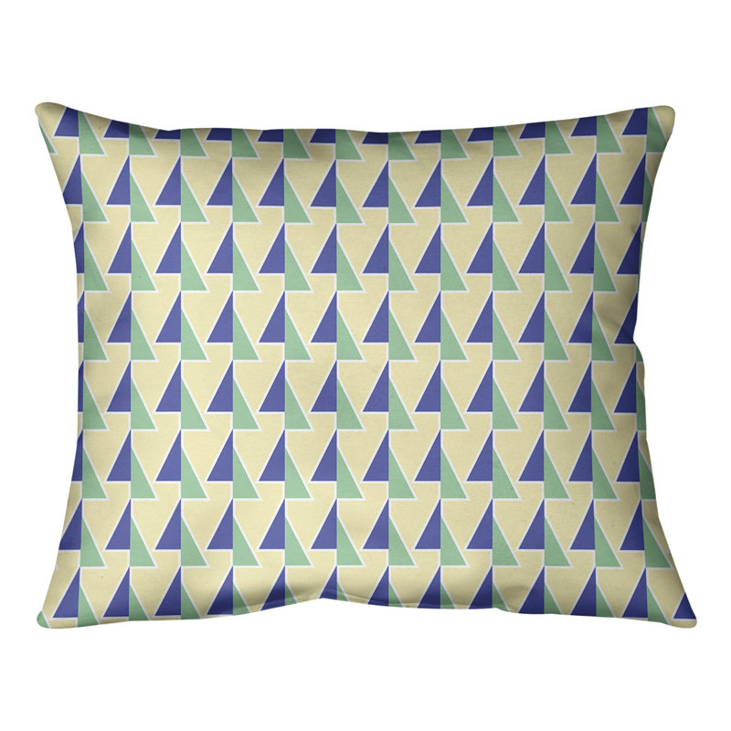 Coussin lombaire à motif de flèches changeées, Bleu / Jaune / Vert, H 10 po x l 14 po, Duvet / Plumes
