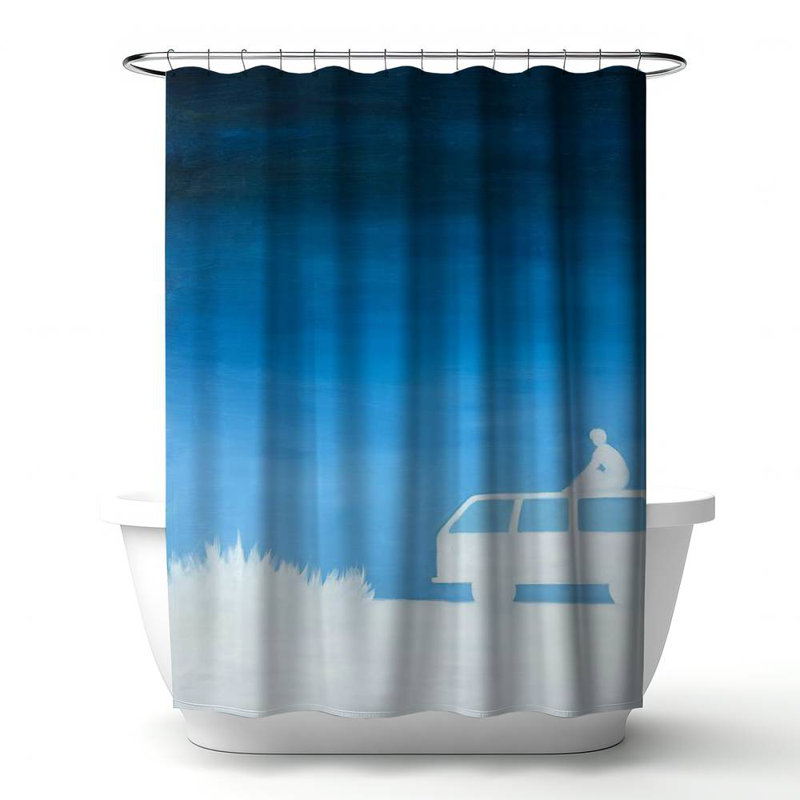 Shower Curtain TV4 – Polyester Shower Curtain, Dye Sublimation Print, 71" W × 74" L