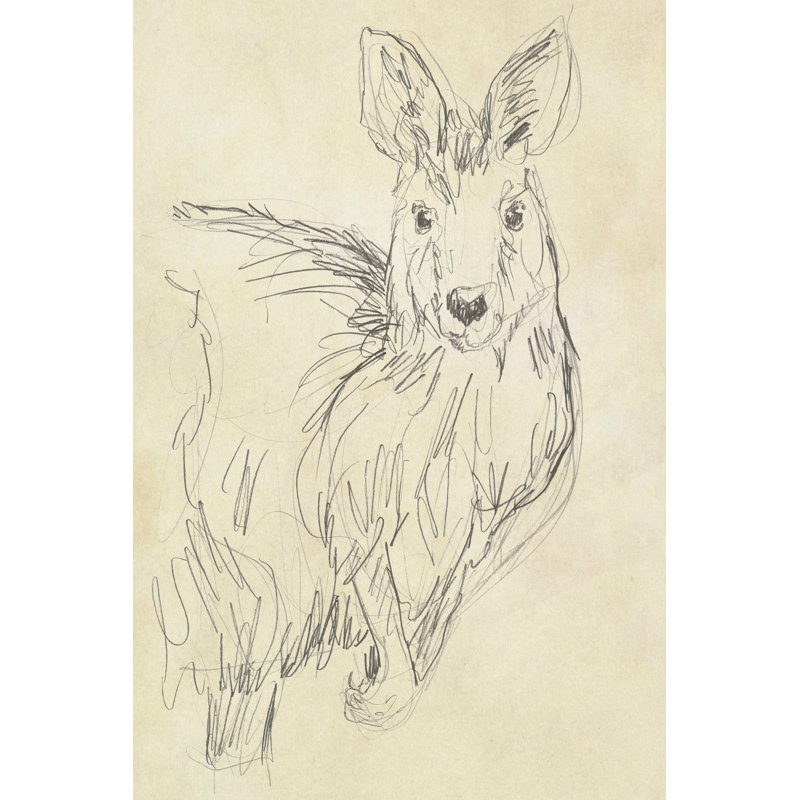 Outback Sketch III by June Erica Vess - Wrapped Canvas Drawing, Black Floater Framed, 76cm H x 51cm W