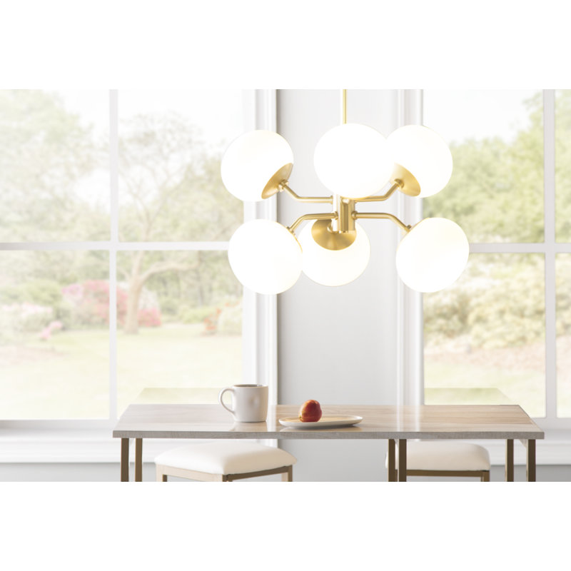 Alex 6 - Light Sputnik Modern Linear Chandelier, Aged Brass