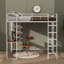 Un lit mezzanine en métal équipé de deux tablettes et d'un bureau pour plus de rangement et de fonctionnalité-1359770891-1359770890