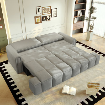 Canapé-lit moderne à 4 places, tissu en peluche, rangement, gris clair pour le bureau à domicile