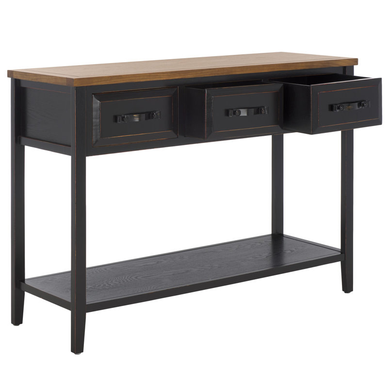 Pauly 42.1'' Solid Wood Console Table, Black Oak