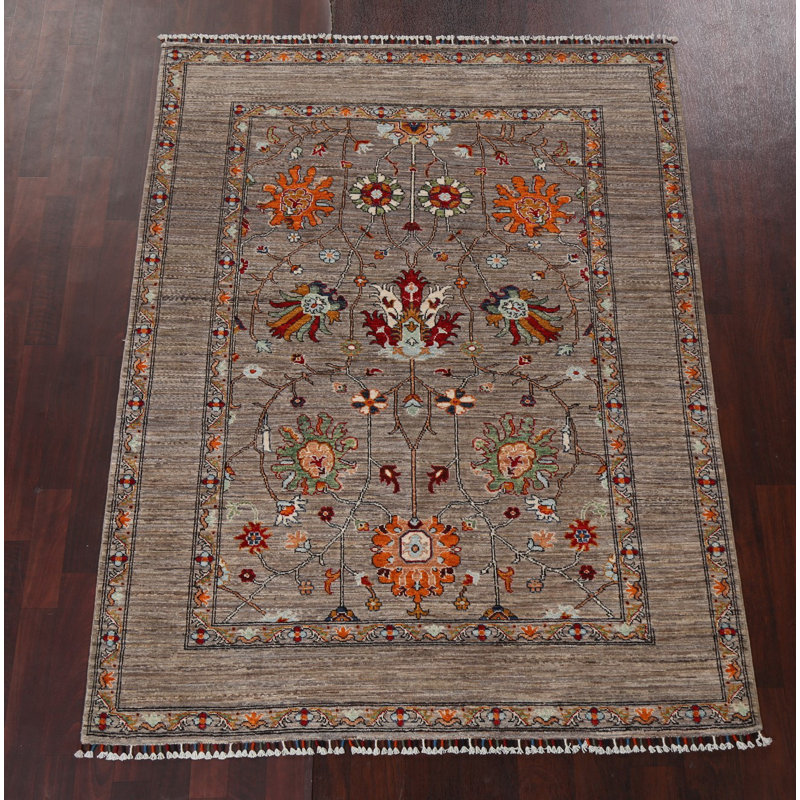 Tapis à teinture végétale Ziegler noué à la main 5 x 7