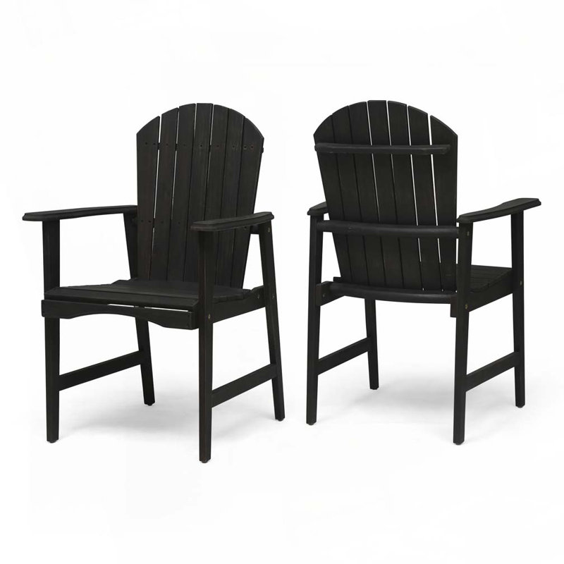Chaises de salle à manger d'extérieur en bois d'acacia Adirondack (, Gris foncé