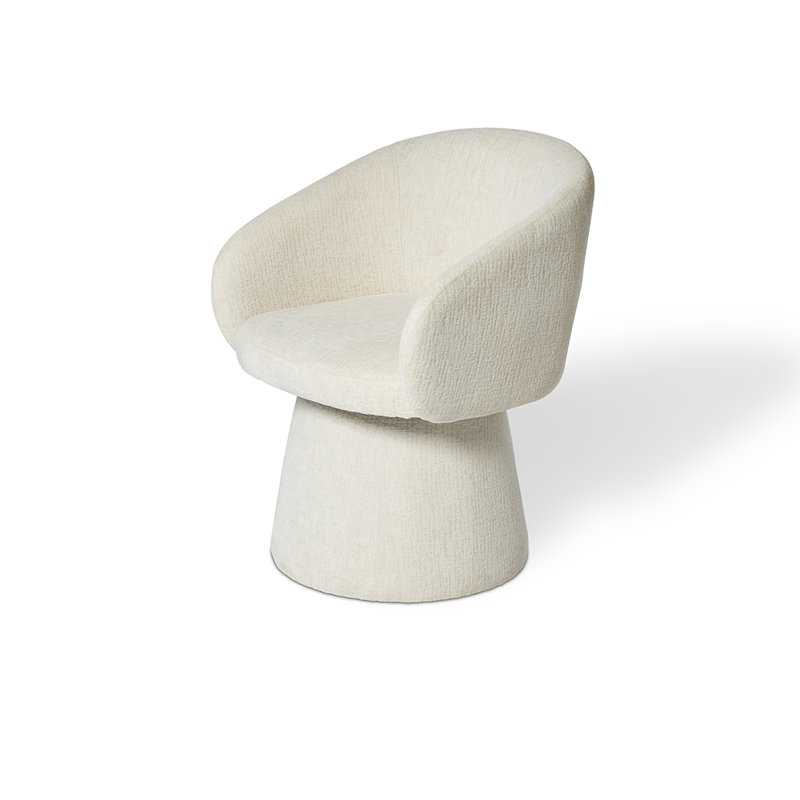 48cm H Boucle Upholstered Low Back Armchair, White