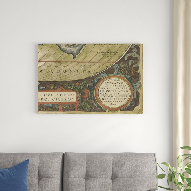 Mappemonde antique grille III, H 24 po x l 36 po x P 1,25 po