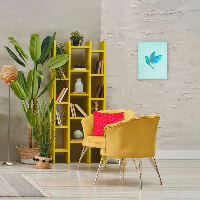 Toile simple colibri bleu, design par Camila Juncos, H 20 po x l 16 po