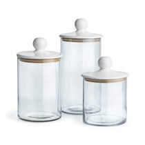 Tabletops Gallery Royal Minimalist Style Canisters Set of 3 Adorned with Sugar, Tea, and Coffee, Blue