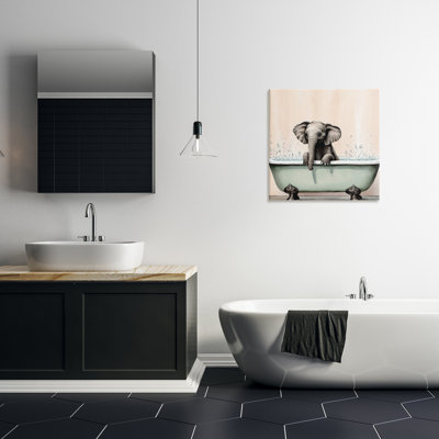 Baby Elephant Bathtime Canvas, design by Sasha