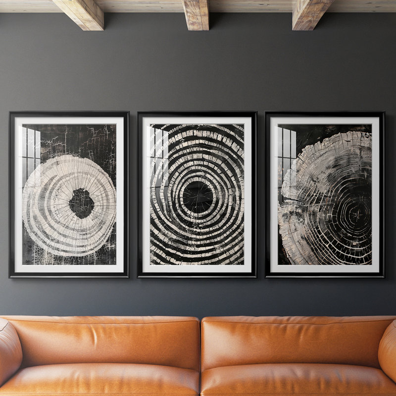 ABSTRACT Series Cxxxxi - Impression encadrée sur mesure de qualité supérieure - 3 pièces, Noir, H 30 po x l 63 po
