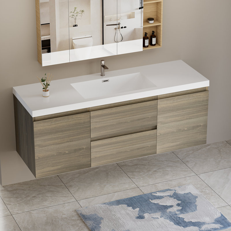 Meuble-lavabo simple 60 po avec plateau en résine Prezioso