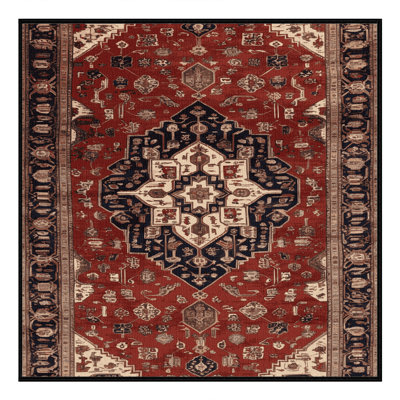 Machine Washable Persian Black Area Rug