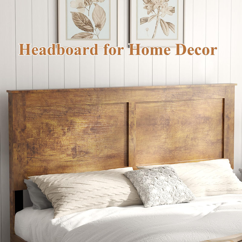 Full Size Wooden Bed Frame With Headboard, Full, Brown