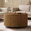 Table basse cylindrique ronde à roulettes avec roulettes et double rangement caché-2055389644