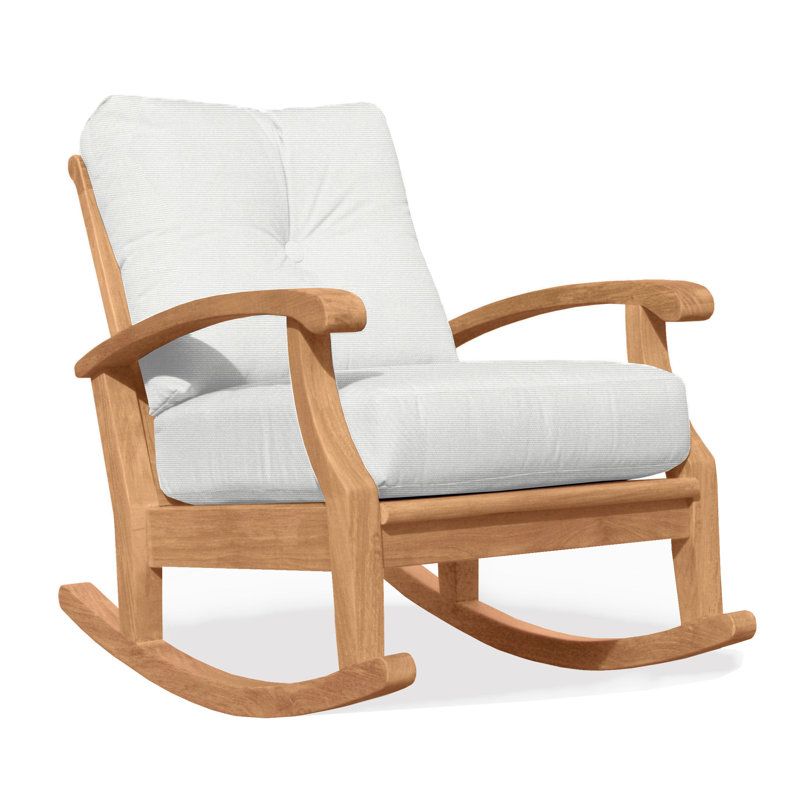 Chaise berçante d'extérieur en teck Cayman, Toile Sunbrella® naturel