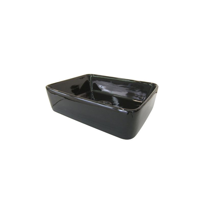 Vitreous Vitreous China Rectangular Vessel Bathroom Sink, Black