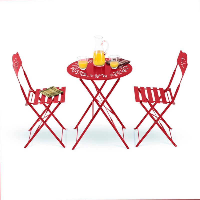 Ensemble bistro 3 pièces - rouge - table et chaises pliantes, sièges de patio intérieur / extérieur
