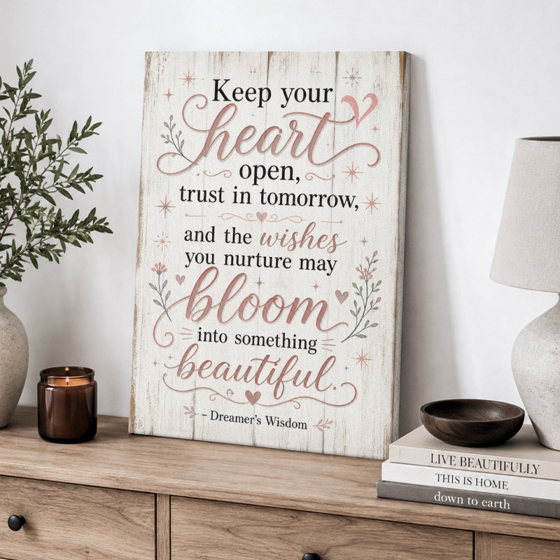 «Keep Your Heart Open», inspiration, impression sur toile, impression sur toile encadrée, 36" H x 24" W x 1.5" D