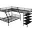 Lit superposé en forme de L avec tablettes - Métal, noir