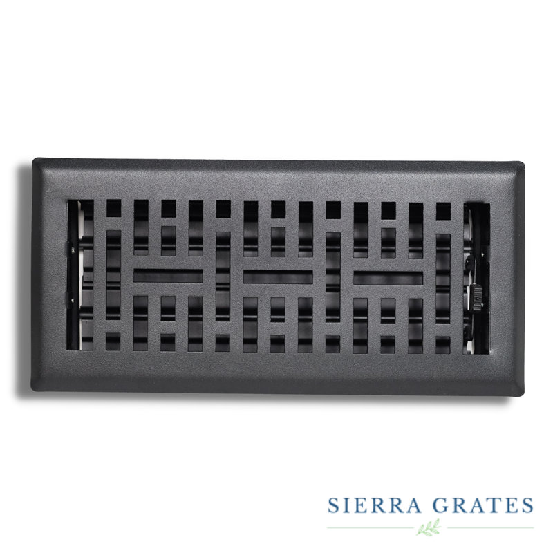 Registre de plancher en métal, Noir, H 1,75 po x l 5,5 po x L 11,5 po