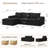 106.7" Modular Sectional Sofa with Deep Seat, L Shaped Cloud Couch for Living Room, 3-Seater Modern Compression Boneless Sofa with Movable Ottomans, Removable Cover, No Assembly Required, Graphite Black-1087487028
