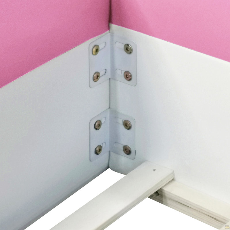 Queen Size Upholstered  Daybed Frame With Fence And Stairs, Queen, White/Pink
